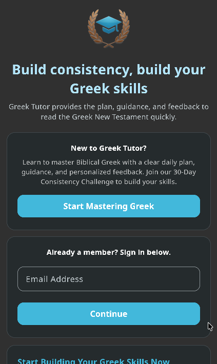 The Tutor login screen with the email field