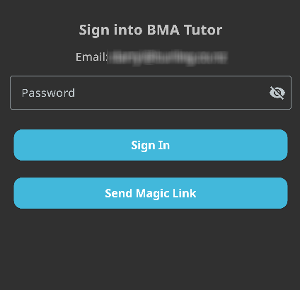 The magic link request in Tutor